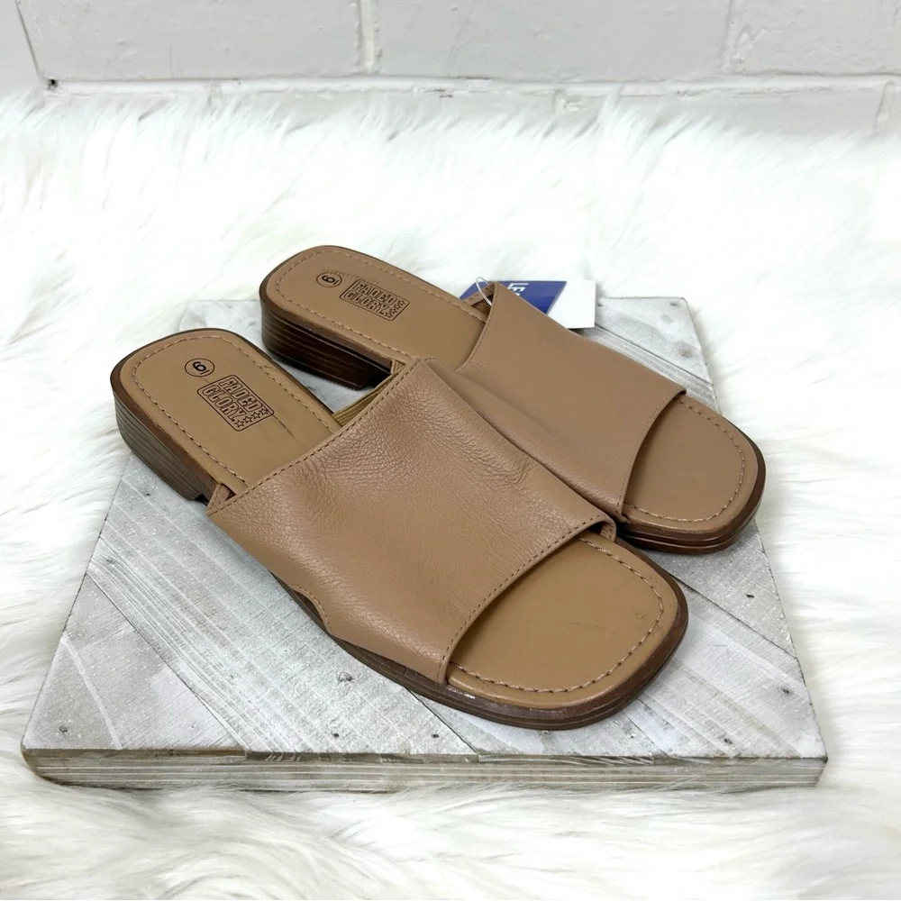 NWT Deadstock Vintage Faded Glory Leather Slide Sandals Size 6